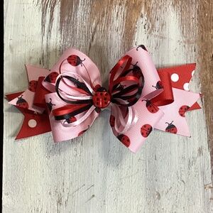 Girls Hairbows Ladybug Print NEW